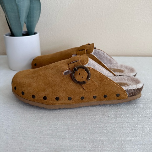 New Garnet Hill Willow Clog Tan Suede Wool Cozy Clogs Women’s 11 - Picture 6 of 13